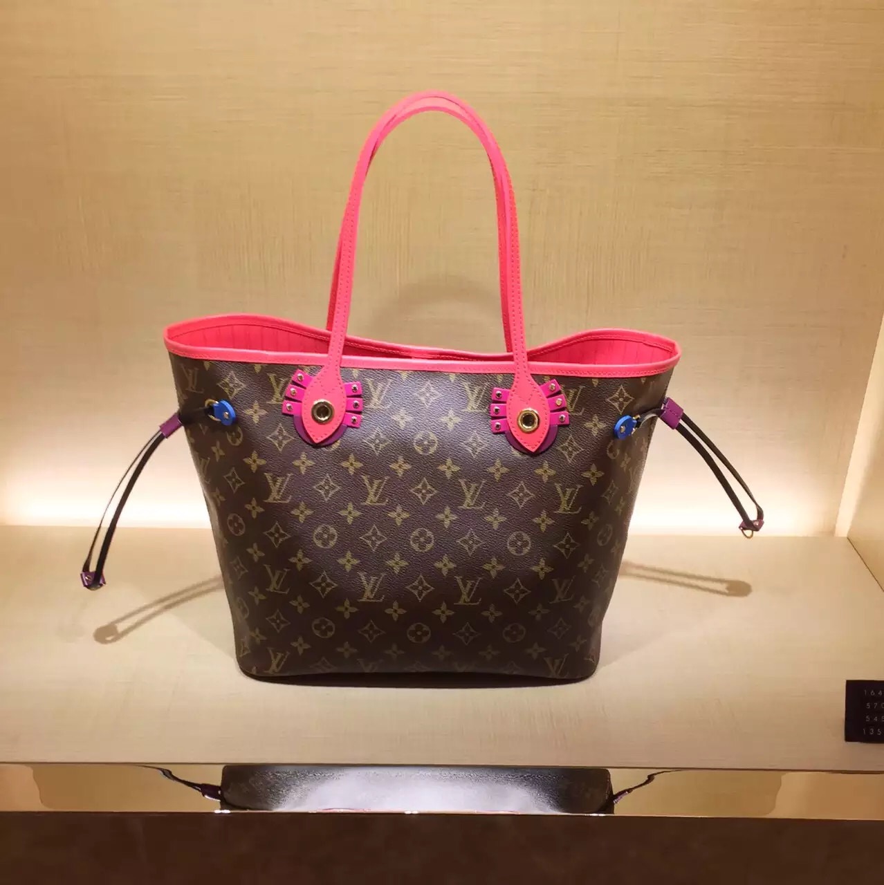 Real Louis Vuitton Neverfull MM Totem Bag M41663 Flamingo